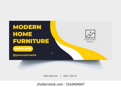 Furniture Web Banner Template, Simple and Modern Furniture Social Media Cover Template