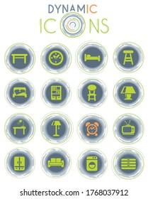 furniture web icons on white background with dynamic lines for animation for user interface design