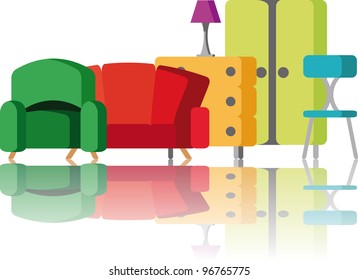 furniture white background reflexion lounge