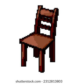 furniture wooden chair game pixel art retro vector. bit furniture wooden chair. old vintage illustration