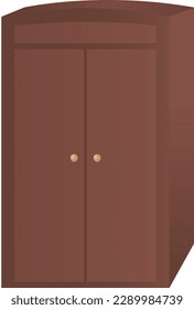 Furniture Wooden Cupboard Cabinet Closed Closet Interior Room Flat Design Isolated