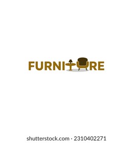 FURNITURE Wordmark Logo - The letter T and U becomes table and chair as symbol of furniture.