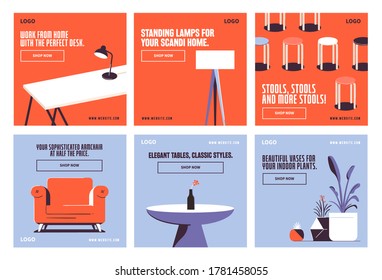 Furnitures decor social media post collection template