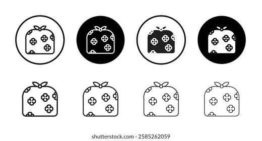 Furoshiki icon Black line art vector logo set