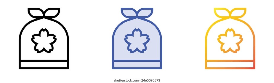 furoshiki icon. Linear, Blue Fill and Gradient Style Design Isolated On White Background