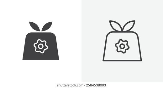 Furoshiki icons vectors illustrations in black fill and liner versions