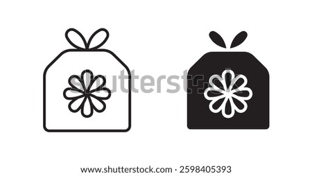Furoshiki vector icon set in black color.