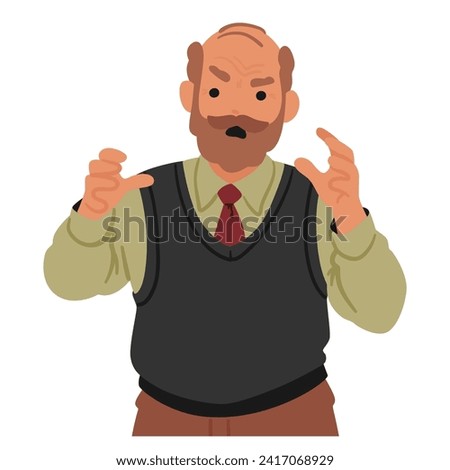 Furrowed Brows And Stern Gaze Define The Angry Senior Man. His Frustration Is Palpable, Etched On A Weathered Face That Mirrors A Lifetime Of Character Experiences. Cartoon People Vector Illustration