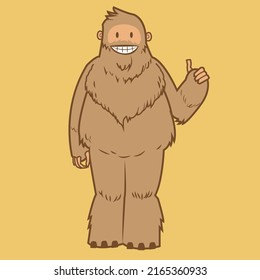 furry bigfoot with smile vector cartoon illustration mascot