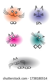 Furry cats. Cute vector drawings