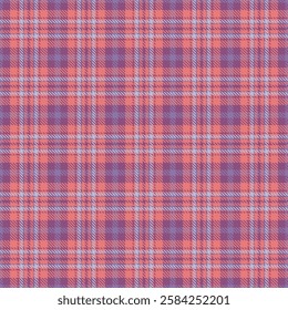 Furry check plaid texture, age seamless fabric background. Site tartan pattern vector textile in red and pink colors palette.