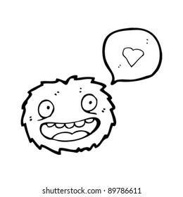 furry creature with heart speech bubble