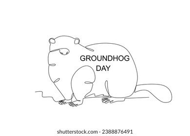 A furry cute groundhog. Groundhog day one-line drawing