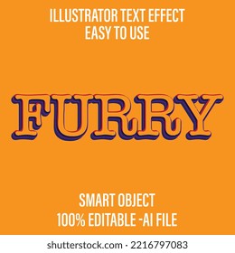 Furry Editable Text Effect Concept | Editable Text Style Effect - Furry Style Theme | Furry Effect, Editable Text Effect In Modern Trend Style | Furry Font Text