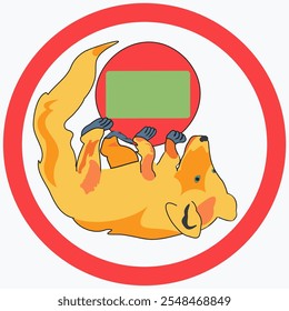 Furry fox icon prohibiting killing. Wild animal of orange color.
