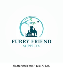 FURRY FRIEND logo vector animal compassion and animal obedience and play outdoors like a park