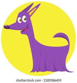  Furry And Funny Purebred Doggy Cartoon. Vector Illustration Or Icon. Afghan Hound Dog