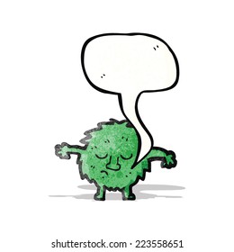 furry green creature with speech bubble