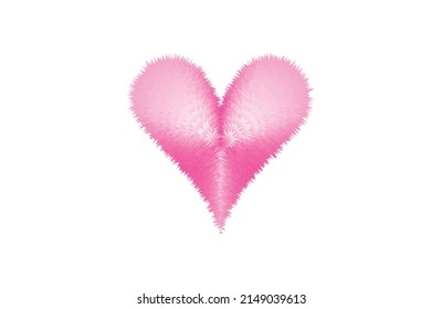 furry heart isolated on white, vector