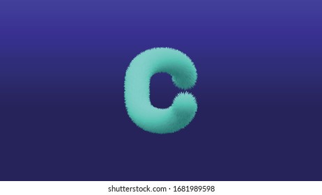 Furry letters, capital letter C, illustration