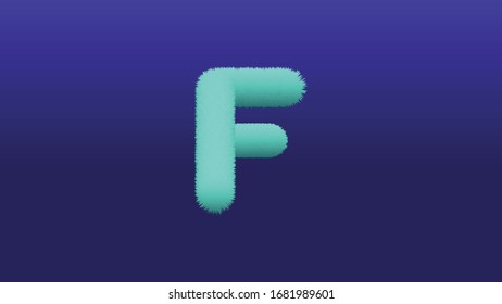 Furry letters, capital letter F, illustration