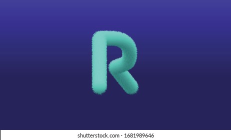 Furry letters, capital letter R, illustration