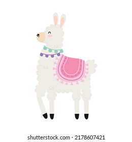 furry llama illustration over white