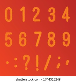 Furry numbers and symbol.Vector Illustration