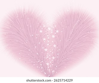 Furry Pink Heart Fluffy Love Shape with spreading stars and sprinkle