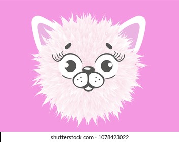 furry pink round dog isolated