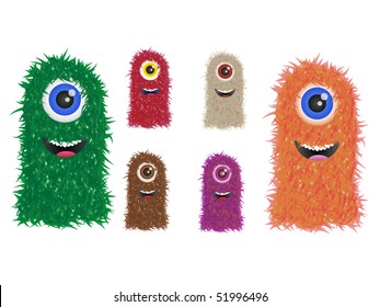 furry vector monster family in different colors