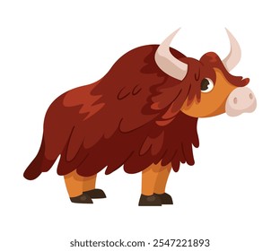 Yak peludo o buey Polar Animal y Ilustración vectorial de la fauna del Ártico frío