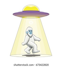 Furry Yeti kidnapped by aliens UFO, EPS10