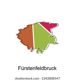 Furstenfeldbruck City of German map vector illustration, vector template with outline graphic sketch style isolated on white background
