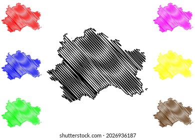 Furstenfeldbruck district (Federal Republic of Germany, rural district Upper Bavaria, Free State of Bavaria) map vector illustration, scribble sketch Furstenfeldbruck map
