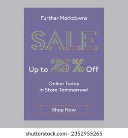 Further Markdowns sale 25% off discount promotion poster