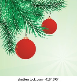 The fur-tree branches decorated with spheres