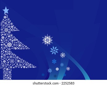 Árbol de cuatro de copos de nieve. Ilustración vectorial.