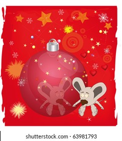 Fur-tree toy and mouse with the big ears