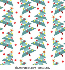 Fur-trees seamless pattern. Vector background.