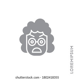 fury expression girl, woman icon with style. Suitable for website design, logo, app and ui. Angry icon vector. Gray on white background