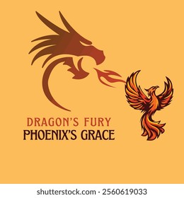 "Dragon’s Fury, Phoenix’s Grace" symbolizes the balance of power and renewal. The dragon embodies strength and destruction, while the phoenix represents rebirth and transformation. 