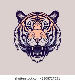 The fury of the tiger: vector illustration of a tiger's head