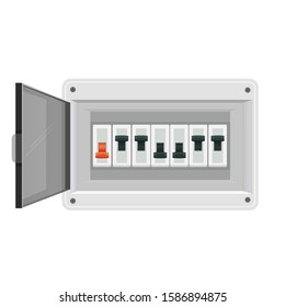 Fuse board box. Electrical power switch panel. Electricity equipment. Vector svg