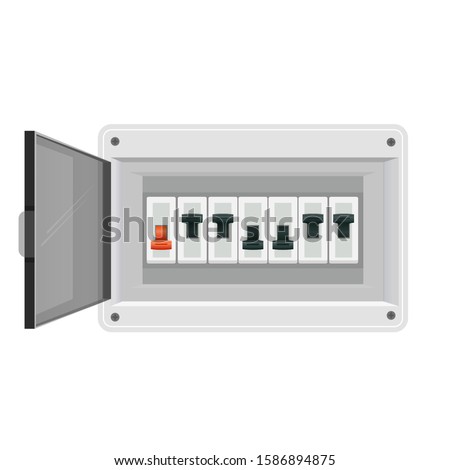 Fuse board box. Electrical power switch panel. Electricity equipment. Vector