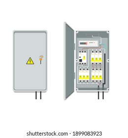 Fuse box. Electrical power switch panel. Electricity equipment. Vector.
EPS 10. svg