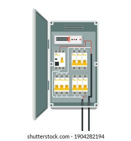 Fuse box. Electrical power switch panel. Electricity equipment. Vector.
EPS 10. svg