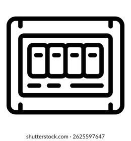 Ícone de caixa de fusível. Contornar ícone de vetor de caixa de fusível para design da Web isolado no plano de fundo branco