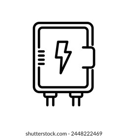 fuse box icon vector, black line icon, isolated background