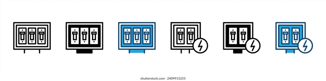 Fuse box line icon. electric voltage breaker switch board icon. Vector illustration